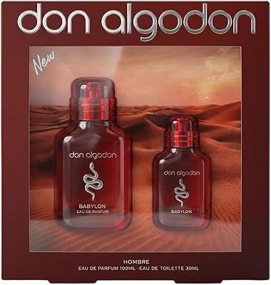 Don Algodón Babylon Set Regalo Hombre Eau de Parfum 100ml + Eau de Toilette 30ml. Bergamota, Pimienta Rosa y Vetiver.