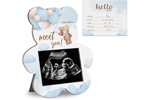HATZELOU Hatzoglou Baby Bear Ultrasound Photo Frame, Baby Announcement Sign, Photo Frame with Writting Card, Cute Baby Ultrasound Photo Frame, Pregnancy Gift for First Time Moms 4.3 * 5.3 IN Picture