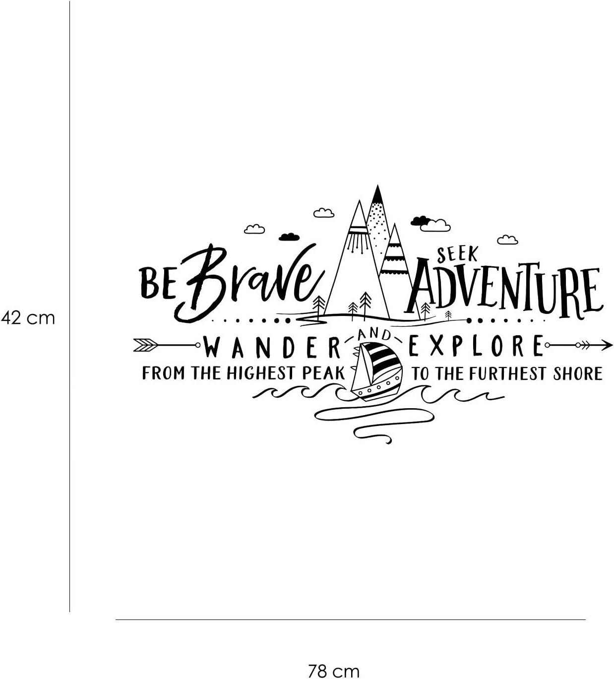 Nacnic Nordic Style Wall Stickers. Mountains with Inspiring Quote Be Brave Seek Adventure. Black Wall Decals with Much Variety to Choose from - Image 3