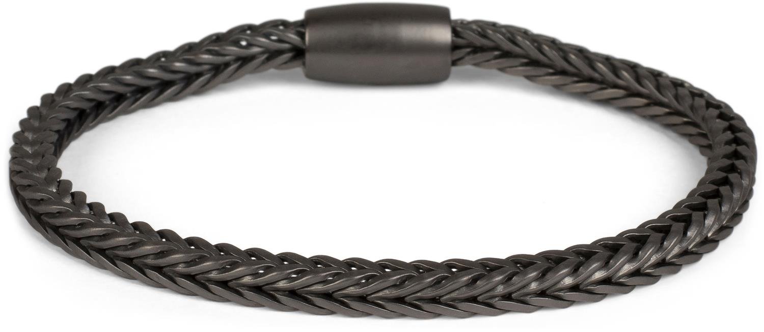 styleBREAKER plaited chain bracelet with magnet closure, chain, jewellery, unisex 05040132, color:Anthracite