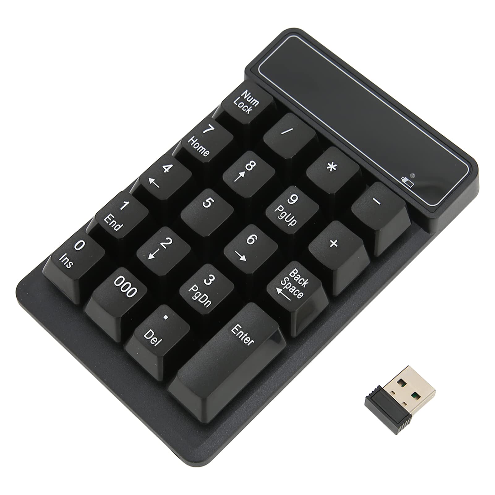 Zunate Wireless Number Pad, Portable 19 Keys 2.4GHz Wireless Number Keyboard, Ergonomic Design Waterproof Calculator Numeric Keypad, USB Plug and Play