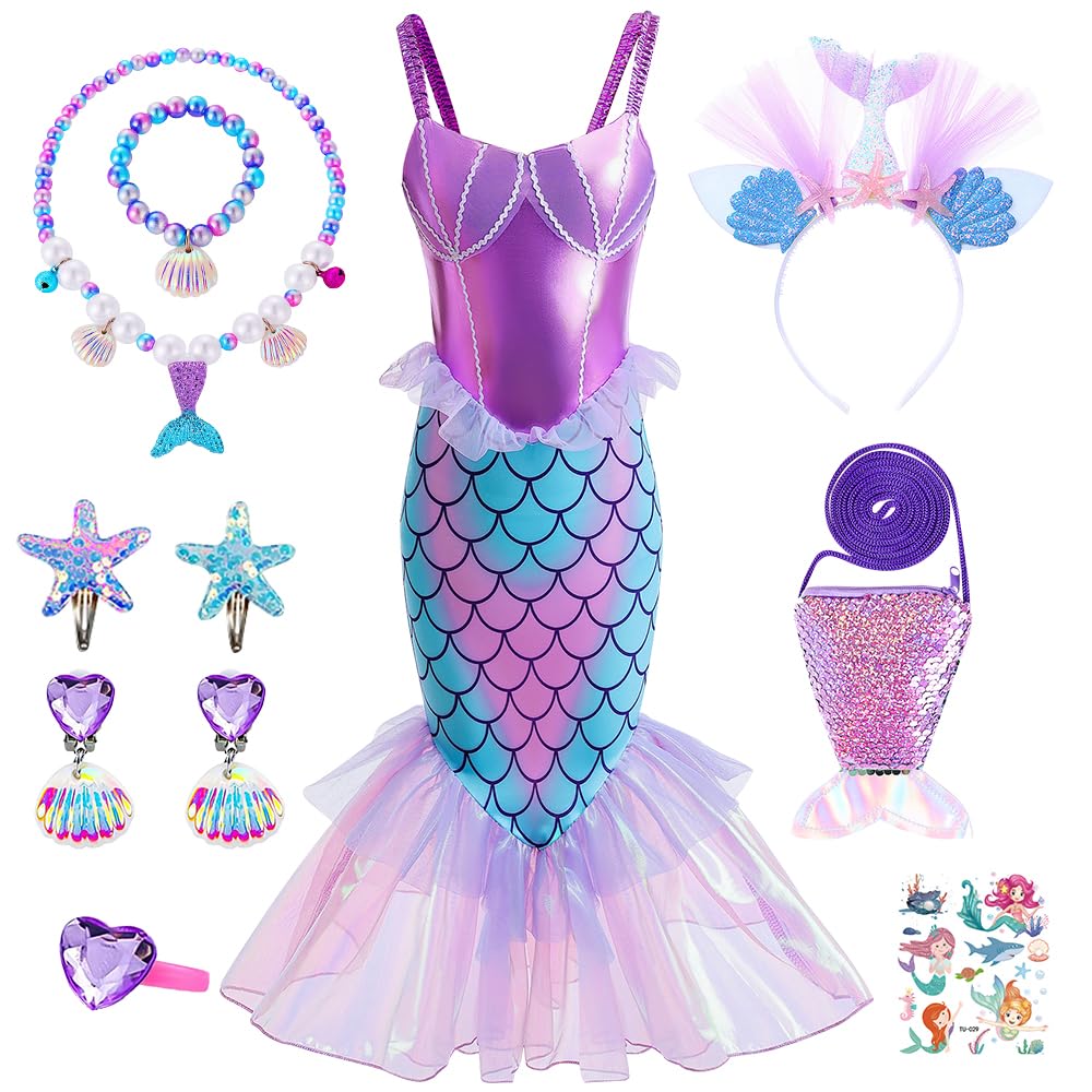 YYDSXK Mermaid Costume Kids, Mermaid Dress for Girls with Wig Necklace Set, Fancy Dress for Girl Gift, Mermaids Costumes for Carnival Cosplay Party Pageant — image 1