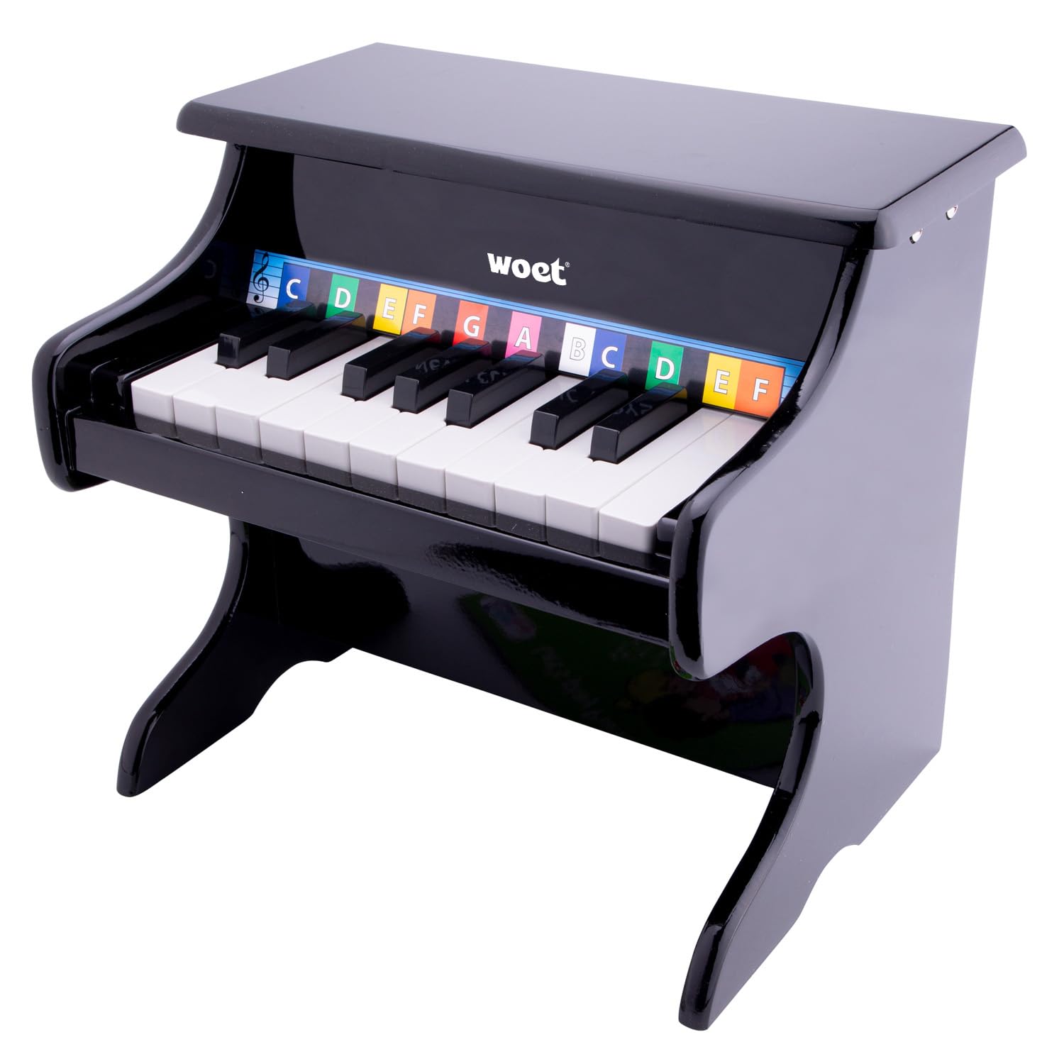 Woet® Black Wooden Toy Piano for Kids, 18 Keys Musical Instrument with Color Music Book and Scale Card, Beginner Educational Music Toy, Musical Development Gift for Children, Age 3 Years + — image 1