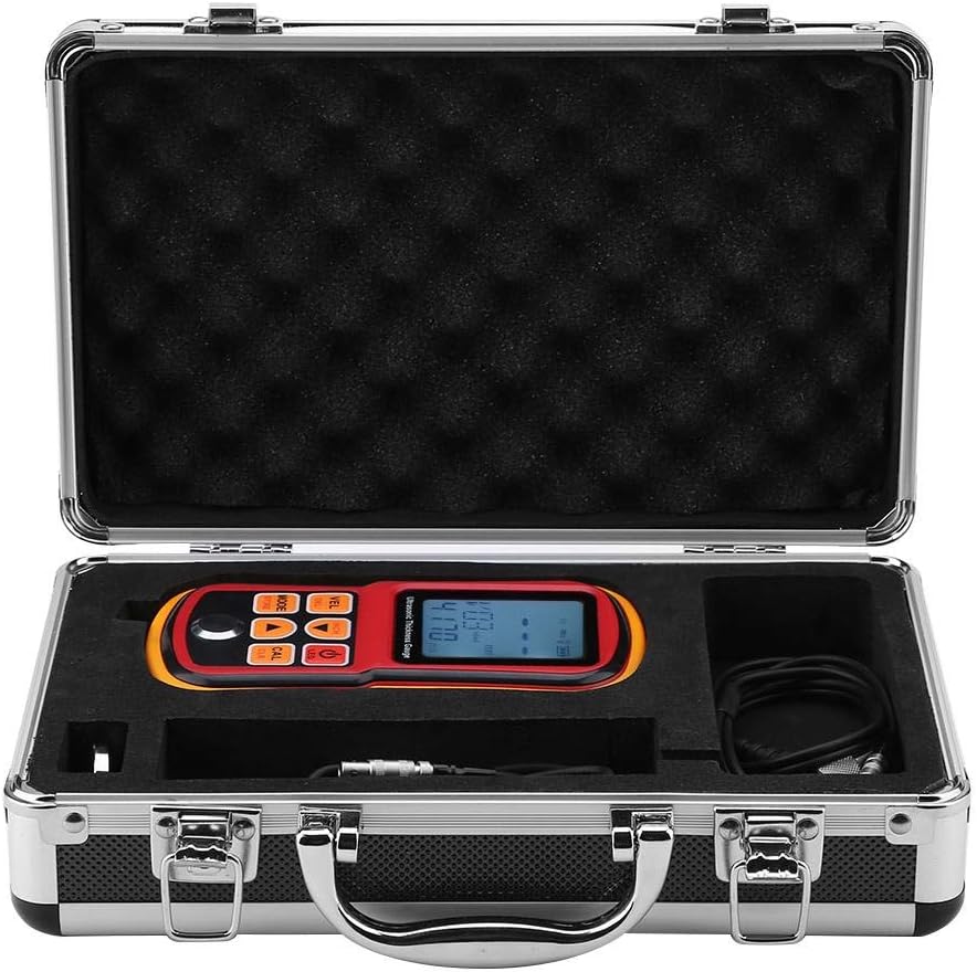 Ultrasonic Thickness Gauge, GM130 Digital Ultrasonic Thickness Gauge 1-300mm Steel Width Testing Monitor with Backlight Display