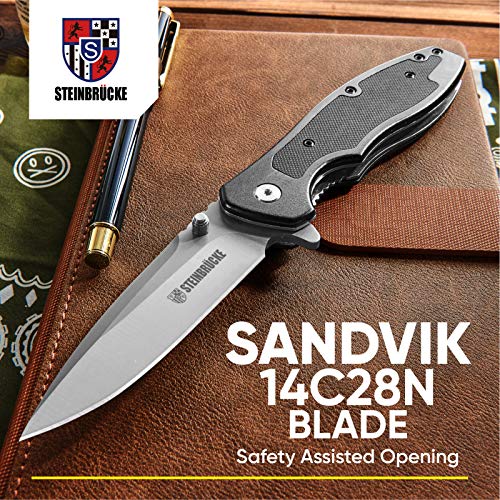 Folding Pocket Knife EDC Tactical Knife with Clip, 3.1" Sandvik