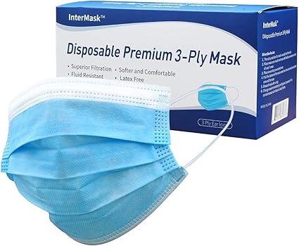 Download Free Amazon Com Intermask 3 Ply Face Masks Disposable For General Use Ppe Mouth Nose Shield Box Of 50 Pcs Everything Else PSD Mockup Template