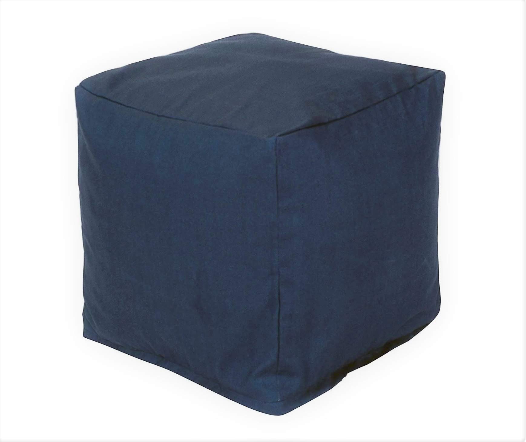 Majestic Home Goods Navy Blue Solid Indoor/Outdoor Bean Bag Ottoman