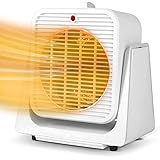 Heater and Fan Combo for Desk, 2 in 1 Heater Fan w/Fast Heating & Fan Modes, 45° Adjustable Angle, Overheated & Tip-Over Prot