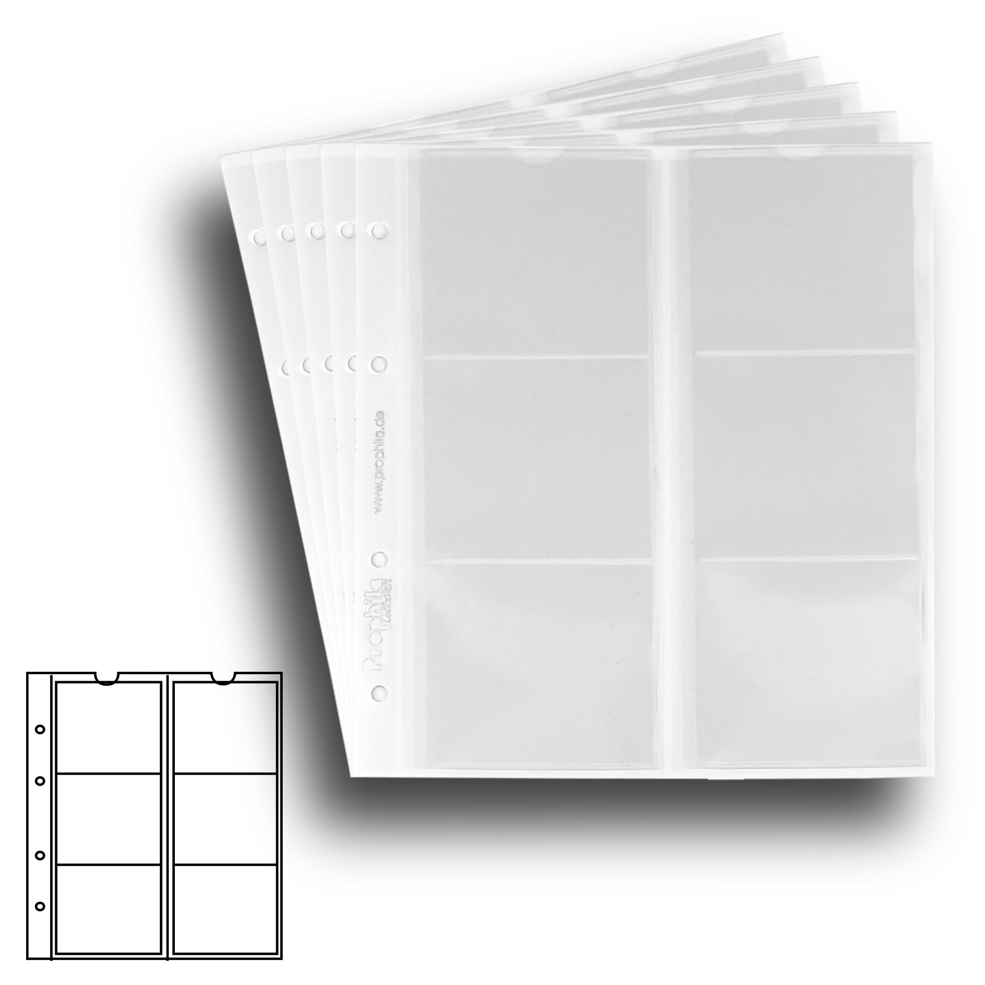 5 Prophila coin sheets, 6 pockets up to 64 mm diameter