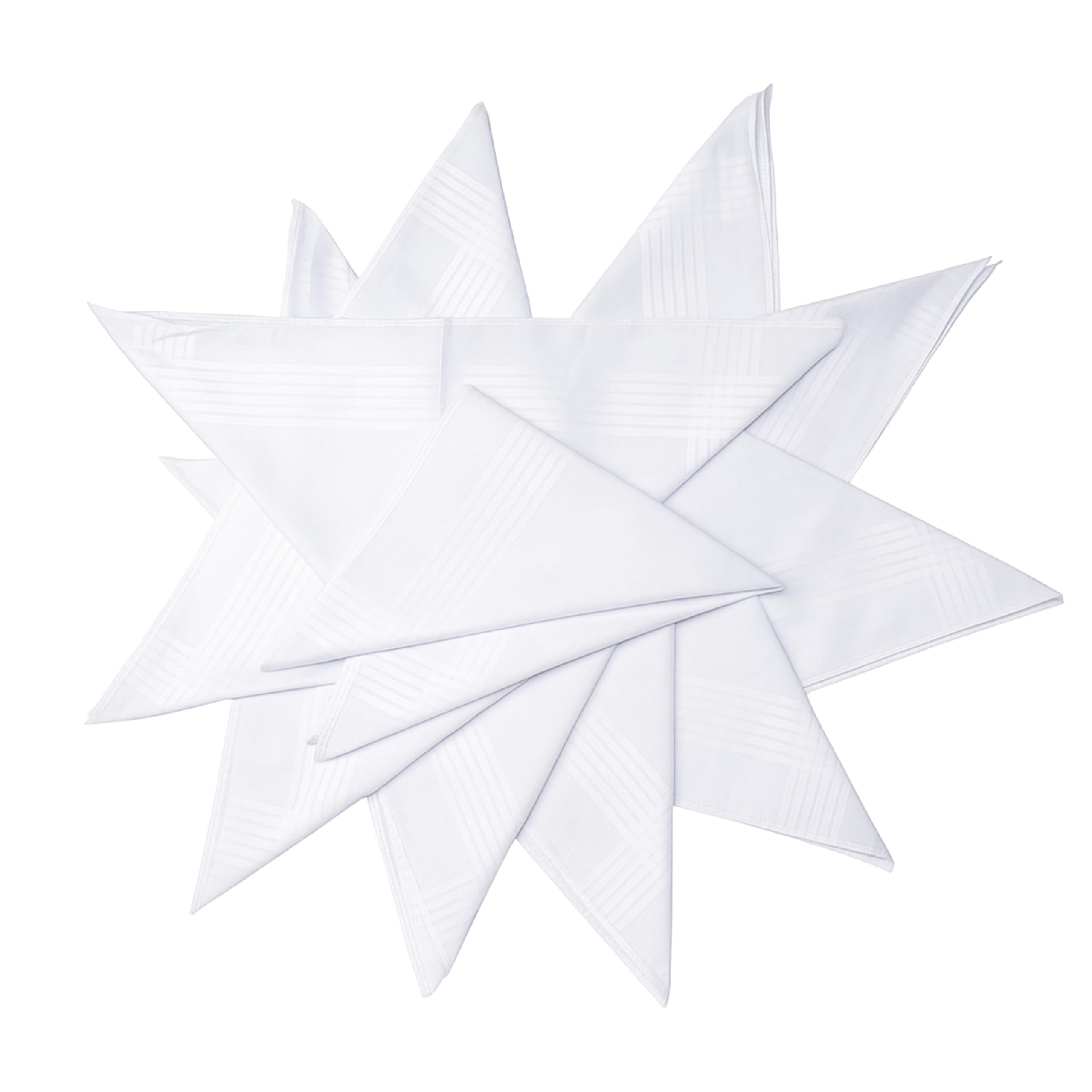 12 Pcs Classical Men's Handkerchiefs 100% Soft Cotton Pure White Hankies Pocket Handkerchiefs Size of 16" x 16" (40cmx40cm) Each for Men and Women By Dudu N Girlie