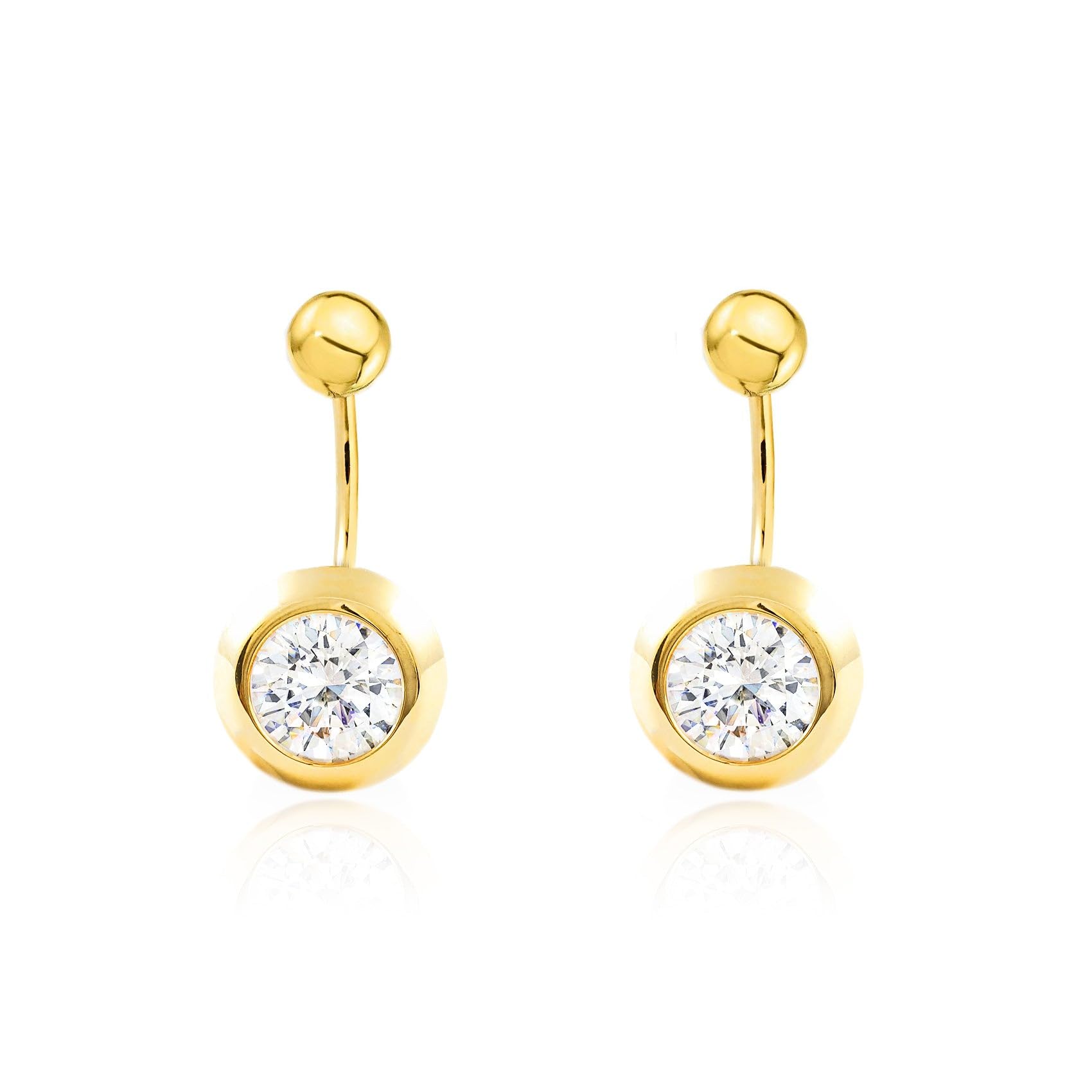 9ct Yellow Gold with ball 5 mm and zircon double Earrings