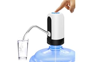 MJIYA Portable Water Bottle Pump, Universal Bottle Electric Water Dispenser with Switch and USB Charging, for Camping, Kitchen, Workshop, Garage (White)