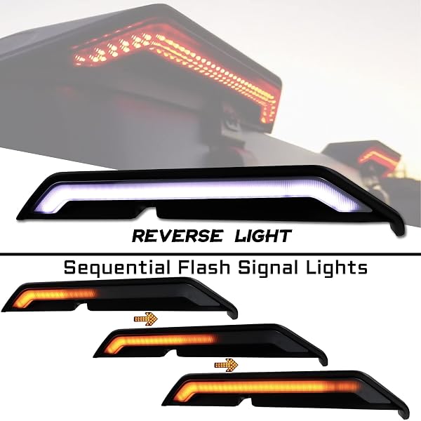 GEEGEETOP HIGH MOUNT LIGHT KIT FUNCTION AS SEQUENTIAL FLASH TURN SIGNALS BRAKE&TAIL&REVERSE LIGHTS LAMP 4 IN 1 COMPATIBLE WITH JEEP WRANGLER 2008-17 JK JKU PLUG AND PLAY (2008-2017)