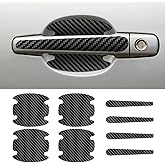 8PCS Car Door Handle Scratch Protectors, Carbon Fiber Car Door Handle Bowl Sticker, Universal Auto Doors Handles Paint Guard Cover, Doors Handles Cup Protective Film for Cars (Black)