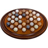 Arolly Wood Finished Solitaire Board Game with 36 Natural Balls