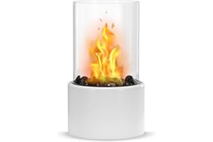 CSPHER Tabletop Fire Pit – Table Top Smores Fire Pit with Black and White Stones, ARC Lighter – Tabletop Fire Bowl for Indoor, Outdoor – Smokeless Fire Pit for Home Decor, Housewarming Gifts