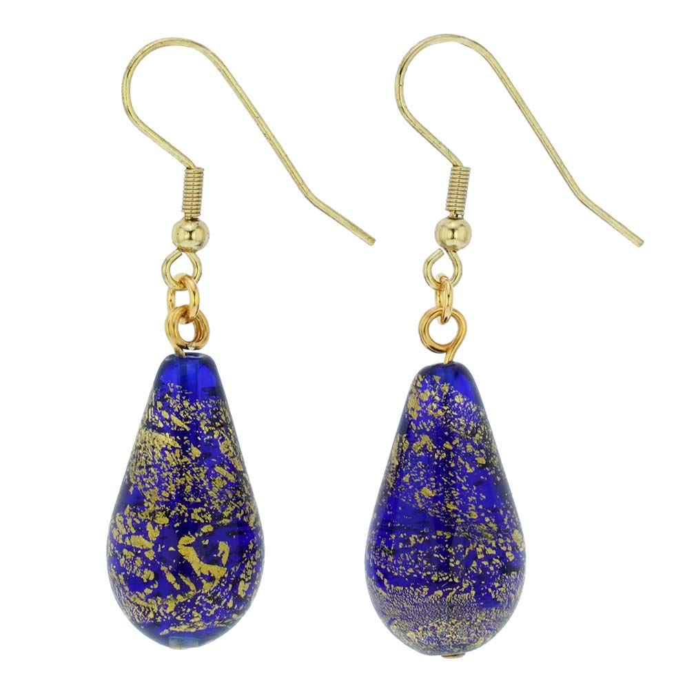 Glass Of Venice Murano Glass Ca D'Oro Teardrop Earrings - Cobalt Blue