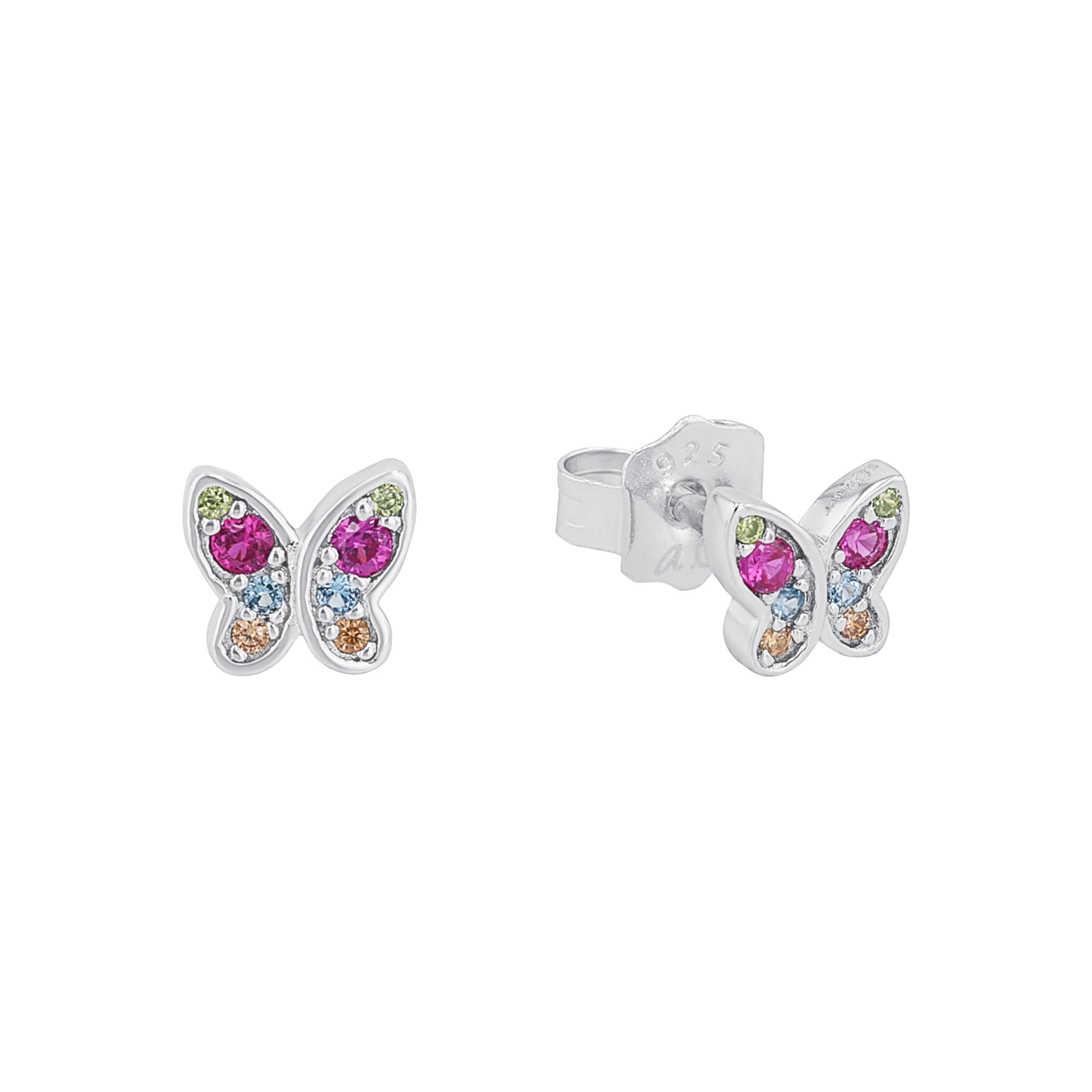 s.Oliver Stud earrings Ear jewelry, with Zirconia synth., 6 cm, Multicolor, Butterfly, Comes in jewelry gift box, 2020868