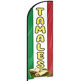 Tamales Feather Flag for Business Advertising 6 FT Swooper Flag for Storefronts Retailers Shops Food Trucks Events and Fairs (Flagpole Not Included)