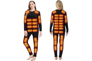 YIFANUJIA Heated Long Underwear Mens Men USB Heated Underwear Set 42 Zone Heated Pants for Women（No Power Included ） Black