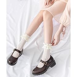 MKYSZLT Womens White Lace Socks Ruffle Frilly Dress