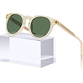 CARFIA Retro Acetate Polarized Sunglasses for Men UV Protection, Vintage Round Frame Eyewear with Gold Filigree CA5506