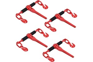 Lechansen Chain Binders Ratcheting 1/4”-5/16” with Grab Hooks 2,200 LBS Secure Working Load, Adjustable Length Heavy Duty Ratchet Binders for Grade 70-80 Chains, Towing, Tie Down, Hauling, 4 Pack
