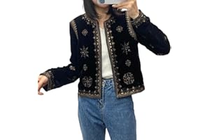 Women's Spring Autumn Winter New Slim Fit Palace Embroidered Velvet Casual Jackets