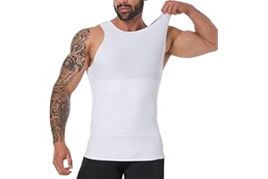 YOWODA Mens Body Shaper, Compression Shapewear Vest Slimming Undershirt Tank Top, Tummy Control Chest, Hide Gynecomastia