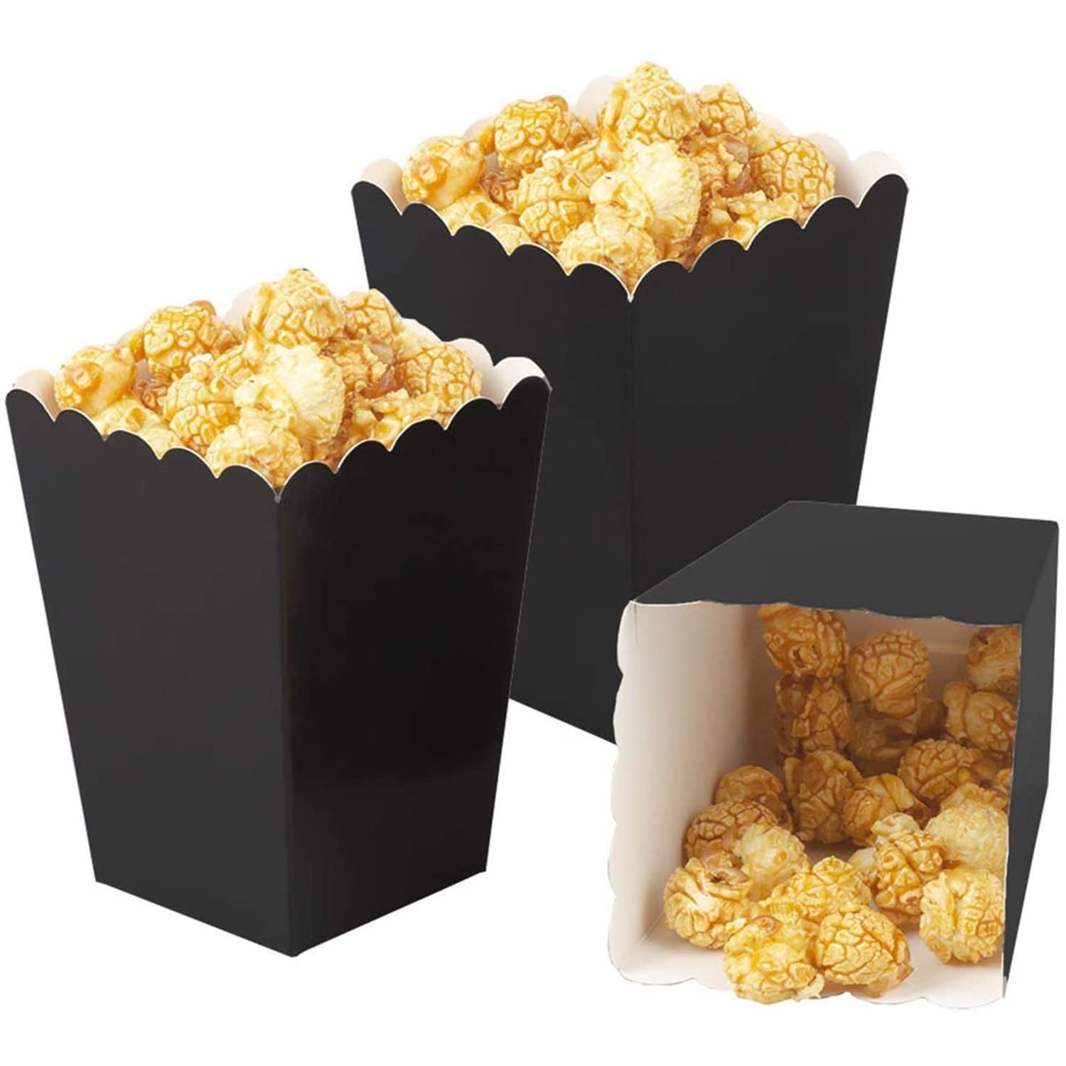Vsosfiza Black Popcorn Boxes,Small Black Popcorn Boxes,Pack of 12