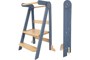 HARPPA Nordi Foldable Toddler Kitchen Tower, Adjustable Montessori Learning Helper for Kitchen, 3 Height Settings, Space-Savi