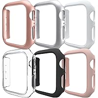 Amzpas 6 PACK Compatible for Apple Watch Case 38mm Series 3 2 1, Hard PC Bumper Case Protective Cover Frame for iWatch…