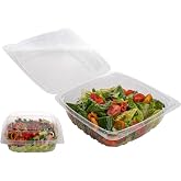 Smygoods Plastic Clamshell Food Containers, (Pack of 25-8x8x3 3/8) To Go Containers, Hinged Food Container