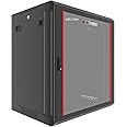 Sysracks 12U Wall Mount Server Rack Cabinet, Black, Locking Computer Cabinet for Network, AV, Server, IT, Audio Equipment, 24-Inch Depth