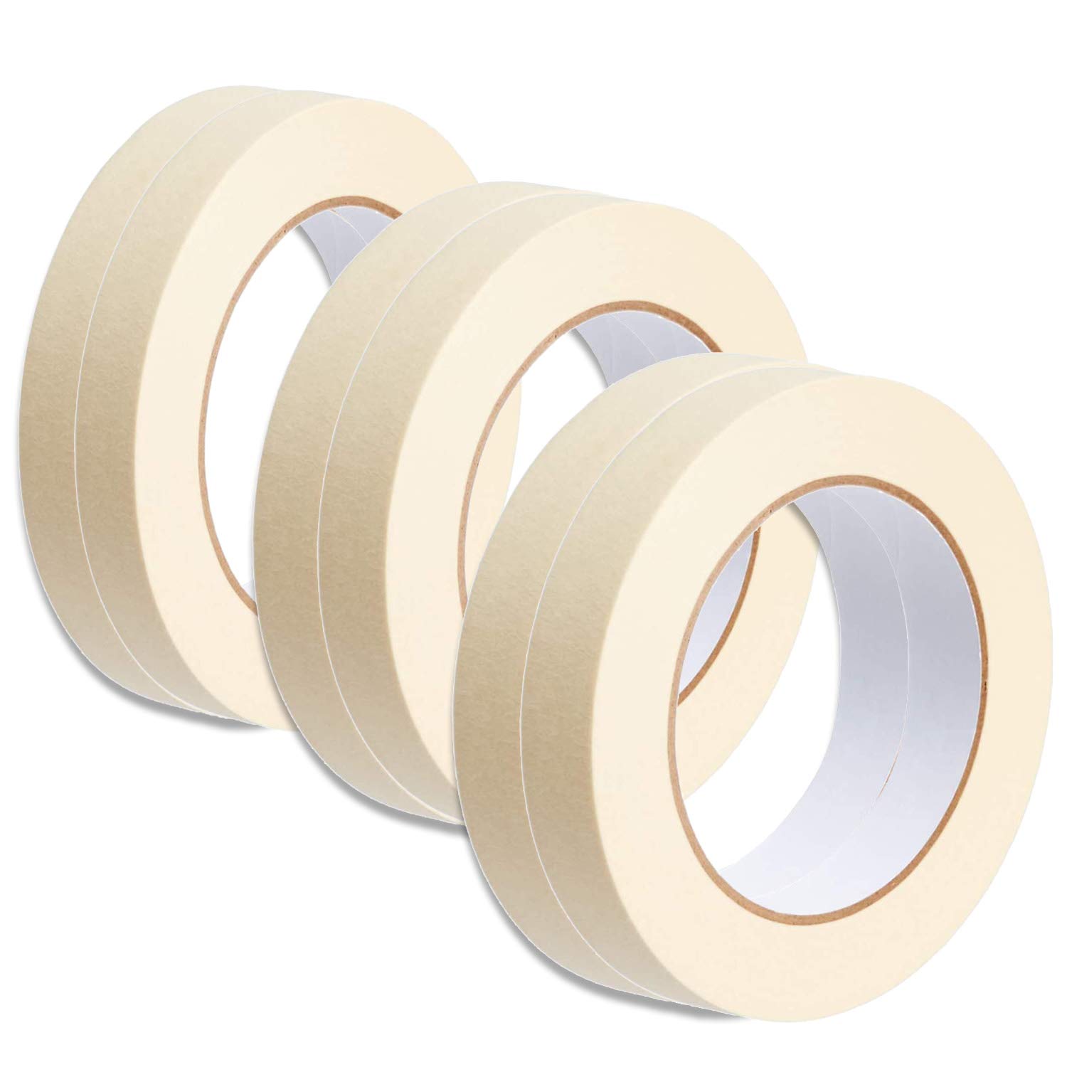 Masking Tape 6 Rolls-0.65 inch/2Rolls, 0.35 inch/2Rolls, 0.23 inch/2Rolls, 60 Yards Each Rolls(360 Total Yards) for Painting, Home, Office, School Stationery, Arts, Crafts etc