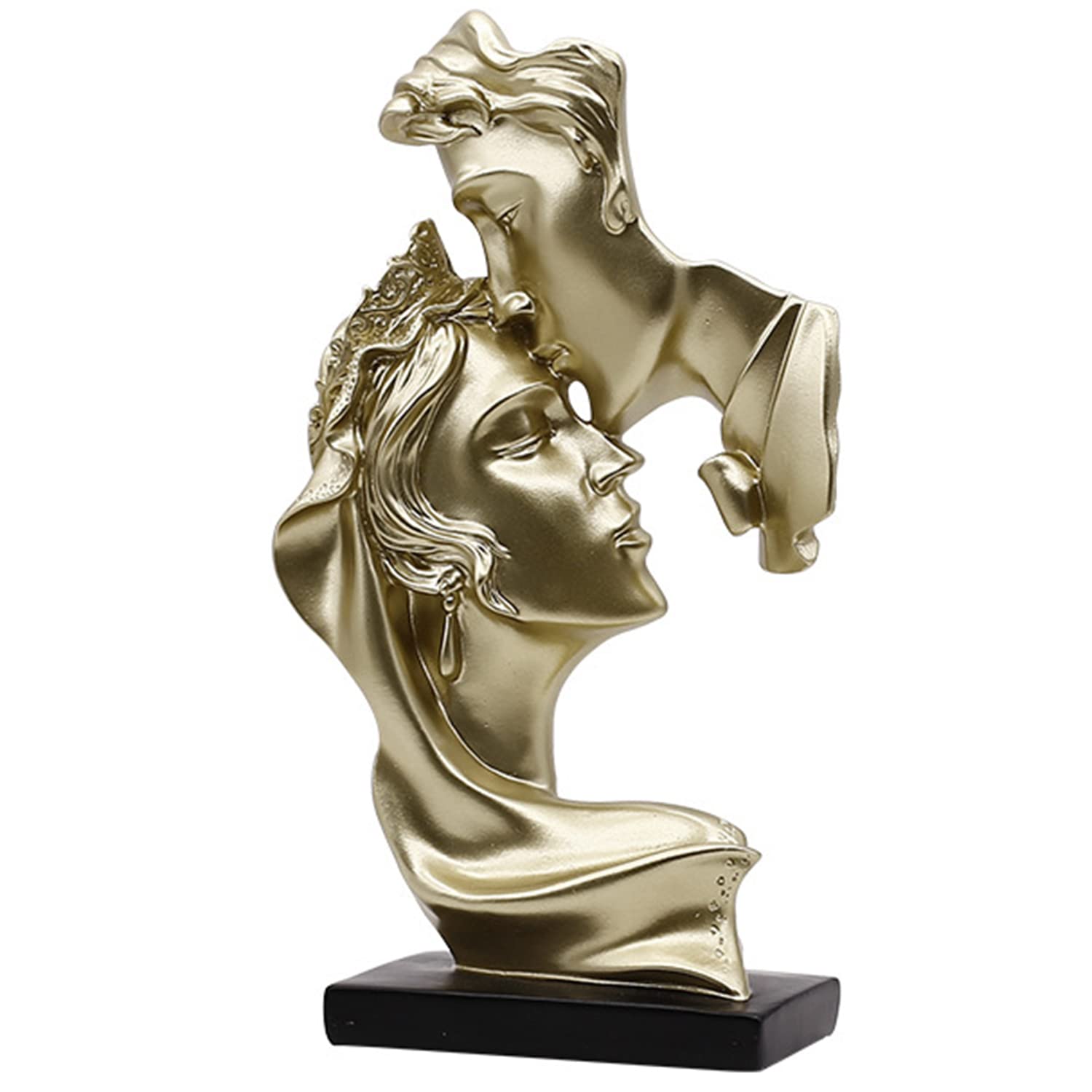 PIGPIGFLY Liebeskiss Statue, Abstract Sculpture, Decorative Figures, Decorative Living Room Modern for Standing, Abstract Sculpture Polyresin, Gift Idea (Gold)