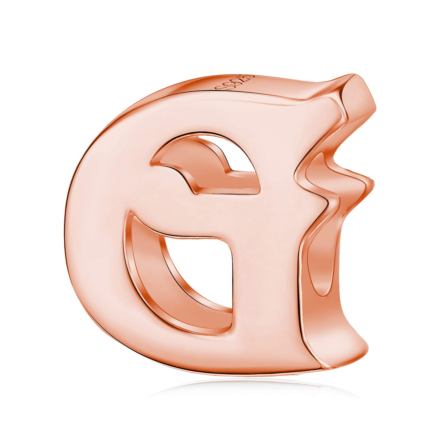 Alphabet Charms Initial A-Z Genuine 925 Sterling Silver Letter Beads Words Charms fits European Charms Bracelet for Mother Day Gfts (rose gold G)