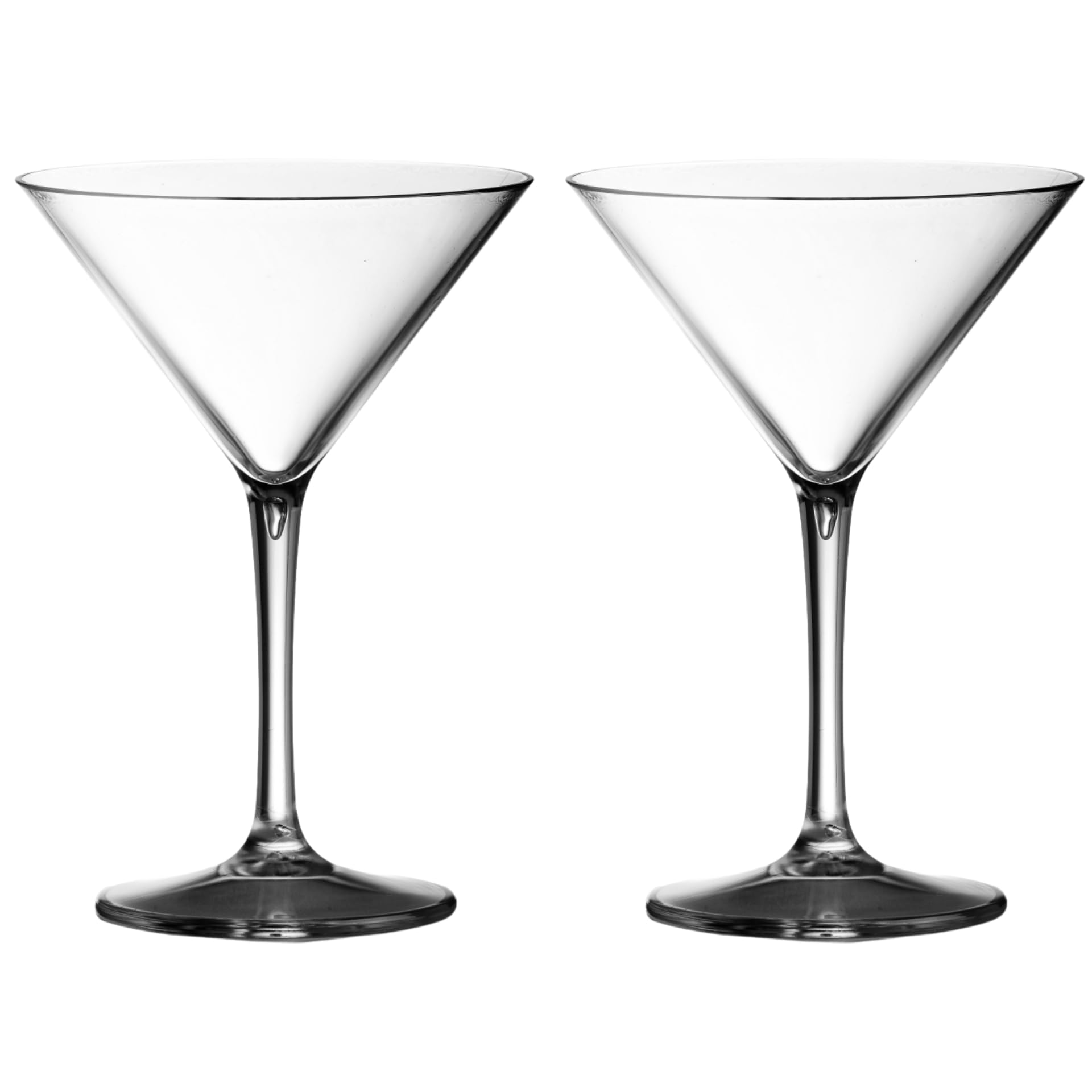 AIOS Pair of Martini Cocktail Glasses Made from Unbreakable Polycarbonate Plastic. Ideal for Celebrations and Something a Little Different in a Crystal Clear Finish.