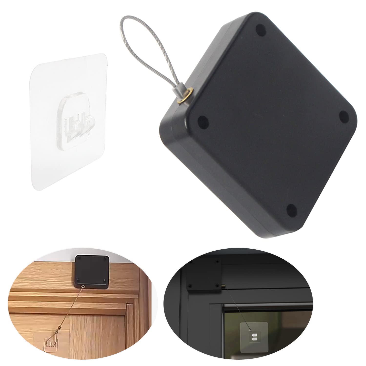 KINHARD Automatic Door Closer, 2 PCS Black Door Closers for Interior Door, Residential Commercial Auto Door Closer with Drawstring for All Types of Aluminium Alloys, Wooden Doors