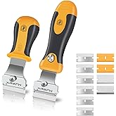 MulWark Multi-Purpose Mini Razor Scraper Set with Protective Blade Cover and 10pcs Extra Blades Cleaning Tool for Scraping La