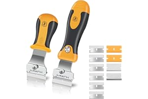 MulWark Razor Blade Scraper | 2 Handles Razor Scraper Set With Extra 12pcs Blades Heavy Duty Paint & Glass Scraper Tool With Extendable Handle for Windows, Oven Cleaning & Surface Prep