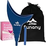 Sunany Female Urinal Silicone Funnel - Portable Standing Urination Device Blue