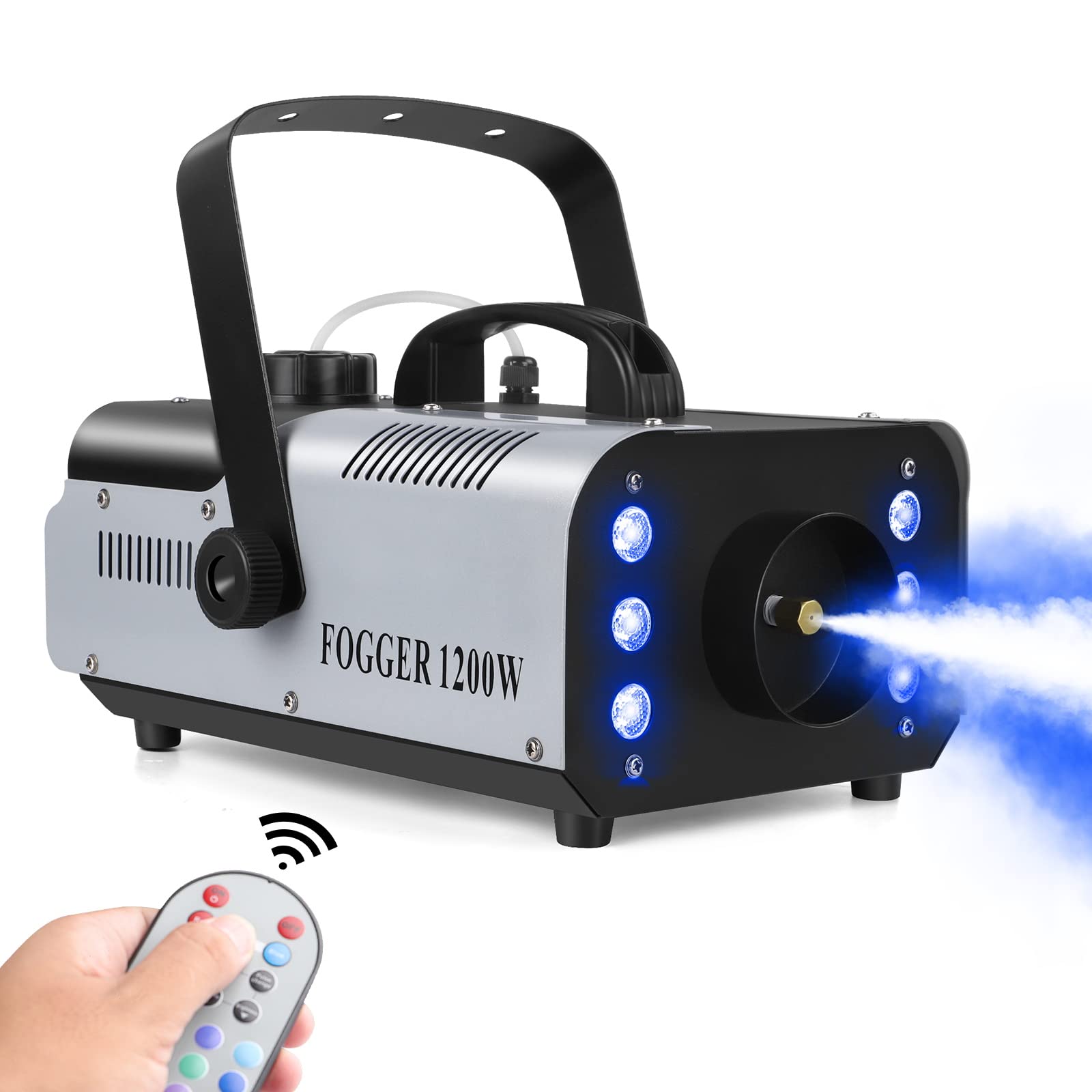 Photo 1 of 1200W RGB Fog Machine, 6 Colorful LED Lights for Smoke Machine Indoor/Outdoor Use, Perfect for Parties, Weddings, and Stage Effects