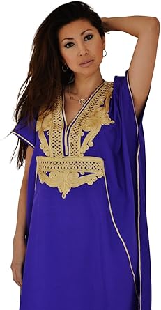 purple and gold kaftan dress