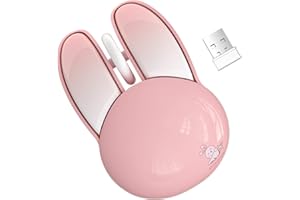 KNOWSQT Bunny Wireless Mouse Pink, 2.4G Silent Rabbit Mice with USB Receiver - for Windows Laptop PC Mac Desktop Gaming