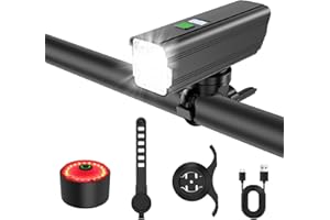 Bike Light for Night Riding, 2000LM Bike Headlight and Taillight Set with Brake Sensing, 4500mAh USB Rechargeable Waterproof 