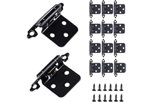 32 Pack Overlay Cabinet Hinges Matte Black,1/2" Overlay Self-Closing Kitchen Cabinet Door Hinges,Semi-Concealed Cupboard Hing