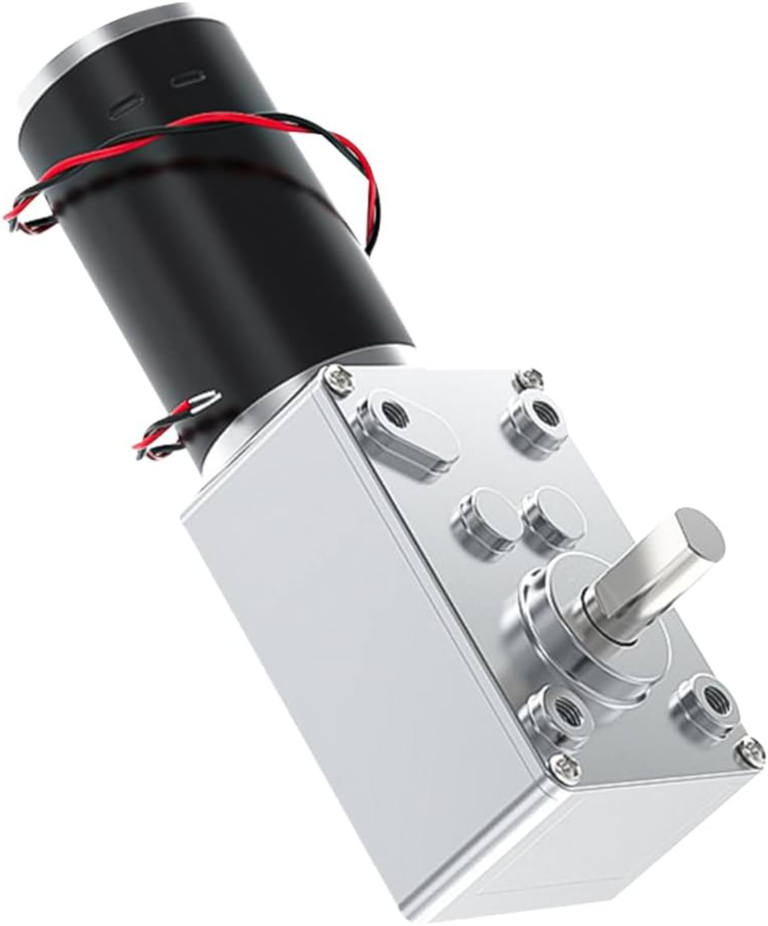 DEWIN Reversible Turbine Worm Motor, DC 12V Worm Gear Motor High Torsion Low Noise Self Locking Metal Gearbox Reversible Single Shaft for Curtain Machines Smart Devices (50RPM)