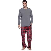 Ashford & Brooks Mens Fleece Pajamas Set, Winter Pajamas for Men Knit Top and Fleece Bottom Pajama Pjs Set
