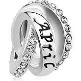 MiiFort Birthstones Three Laps Rings Charms fit Pandora Charm Bracelets Birthday Anniversary Jewelry Gift for Women Daughter Wife Sister Friendship